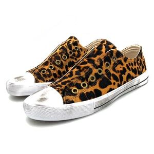 Naughty Monkey Shalomar Distressed Ponyhair Sneakers Women’s Size 9.5 Leopard